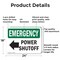 Signmission Power Shutoff (Left Arrow) With Symbol, 24 in W x Rectangle, Aluminum OS-2PACK-EM-A-1824-L-10408 - alternate 2